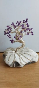 Purple Beaded Wire Bonsai Tree, Unusual Art Statement for Home Decor, Gift - Picture 1 of 7