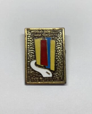 Vintage Lake Placid World Bobsled Championship Pin 1969 Metal Enamel - Image 1 of 4