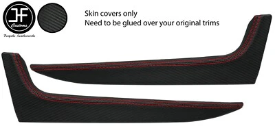 RED STITCH 2X DOOR POCKET TRIM CARBON VINYL COVERS FOR SMART ROADSTER 452 - Image 1 of 2