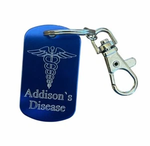 Addison`s Disease SOS Medical Alert Army Style Tag on Keyring - Picture 1 of 20