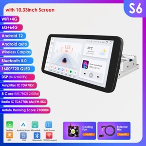 Single DIN Rotatable 10.3" Android 12 Touch Screen Car Stereo Radio GPS Navi 64G - Picture 1 of 24