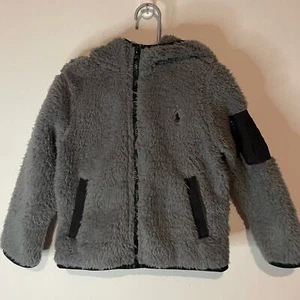 Polo Ralph Lauren Toddler Boys 3T Teddy Sherpa Fleece Grey Hooded Jacket - Picture 1 of 5