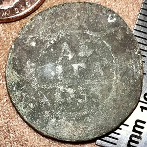 1753 Denga OLD RUSSIAN IMPERIAL COIN ORIGINAL. King Elizabeth. Not Cleaned - Picture 1 of 3