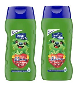 2 Pack Suave Kids 2-in-1 Shampoo Conditioner Smoothing Strawberry Blast 12 Oz