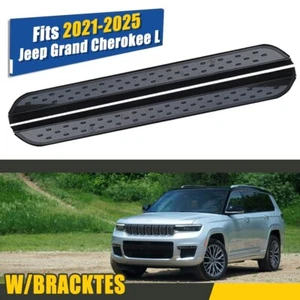 Fixed Running Boards Fit for 2021-2025 Jeep Grand Cherokee L Side Steps Nerf Bar - Picture 1 of 20