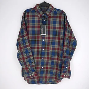 Roundtree & Yorke Men's Long-Sleeve Shirt M Blue Red Green Black White Plaid NWT - Picture 1 of 7