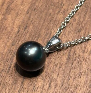 MIKIMOTO Black Butterfly Pearl 8.8mm K18 White Gold Pendant Necklace - Picture 1 of 6