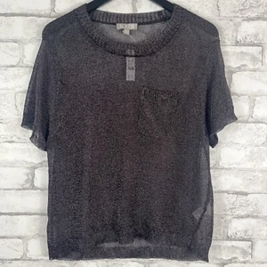 J.CREW NWT Women's Sheer Metallic Sweater-Tee LARGE CB904 - Picture 1 of 6