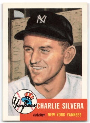 1991 Topps Archives 1953 #242 Charlie Silvera Bio white text New York Yankees - Image 1 of 2