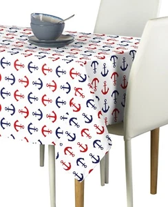 Red & Blue Anchors Signature Tablecloth Assorted Sizes - Picture 1 of 1