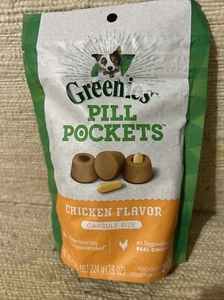 Greenies Pill Pockets For Dogs Capsule Size Natural Soft Dog Treats, Chicken - Picture 1 of 3