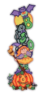 Plastic Canvas Stichery Kit ~ Halloween Boo Pile Up Wall Hanging #DW2138 - Picture 1 of 4