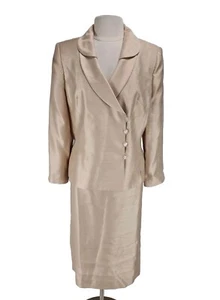 Le Suit Women Career Skirt Suit Size 16 Light Yellow Satin Side Button Top 270BA - Picture 1 of 6
