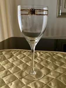 12 GORHAM TRIOMPHE Crystal Wine Glasses 7 5/8" Gold Band Design Blown Glass - Picture 1 of 12