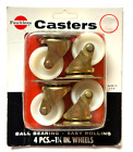 Vintage Faultless Casters B5345M 1 1/4" Wheels 4 Pack Easy Rolling Ball Bearing