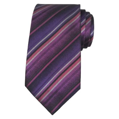 Corbata de vestido clásico de diseñador ALFANI para hombre a rayas de seda tejida púrpura 3,25 Foto 1 de 4