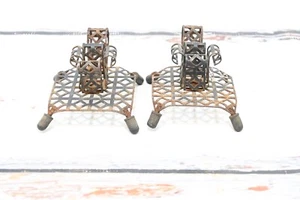 Vintage MCM Ornate Wrought Iron Metal Mesh Table Top Candle Holders - Picture 1 of 8