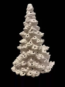 VINTAGE Mold Tampa Bay CERAMIC Christmas Tree Slim Flat Mantel Window 16" Bisque - Picture 1 of 3