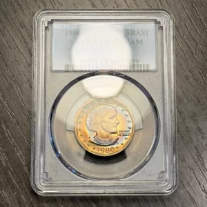 PR68DCAM 1980-S SBA Susan B Anthony Proof Dollar - PCGS Trueview, Rainbow Toned - Bild 1 von 7