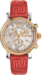 Versace Women's VLB260016 Day Glam Chronograph Gold IP Steel Leather Watch - Picture 1 of 8