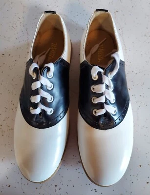 Zapatos Willits clásicos de cuero blanco y negro vintage de los años 90 para mujer 8 C Foto 1 de 4
