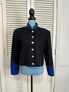 Vintage BMW Designs Fort Worth Texas Silver Studded Black Wool Western Jacket M - Picture 1 of 9