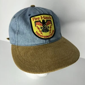 Cappellino a sfera Firehawk Thompson / caricatore centrale marca vintage denim e pelle - Foto 1 di 12