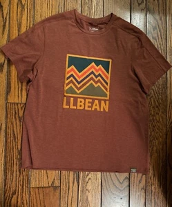 LL Bean Shirt Mens Large Brown Slightly Fitted Short Sleeve Outdoor Graphic New - Picture 1 of 3