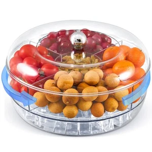 Chilled Serving Trays for Parties 10" Rotatable Divided Ice Chilled Party Pla... - Picture 1 of 6