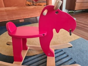 Rocking-moose, red/rubberwood Ikea EKORRE Rocking-moose garden balance toy - Picture 1 of 7