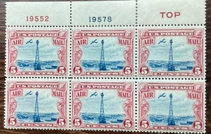 Six Stamp Plate Block 1928 Beacon in the Rockies Air Mail Stamp SC C11 MNH - Picture 1 of 1