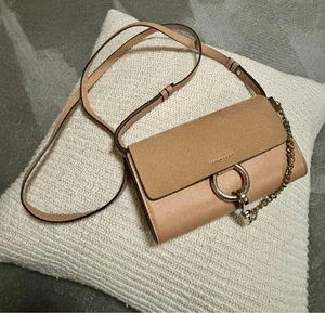Chloe Faye Beige Leather Chain Shoulder Bag Small Size with Dust Bag Used - Picture 1 of 24