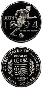 1994 P WORLD CUP COMMEMORATIVE HALF DOLLAR CHOICE PROOF #J407 - Picture 1 of 3