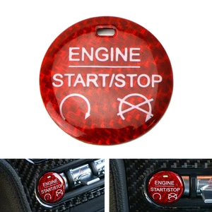 Red Carbon Fiber Keyless Engine Push Start Button Cover For Ford Mustang 2015-23 - Picture 1 of 9