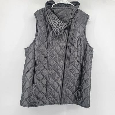 Marc New York Andrew Marc Chaleco acolchado acolchado cuello gris bolsillos con cremallera para mujer XXL Foto 1 de 4