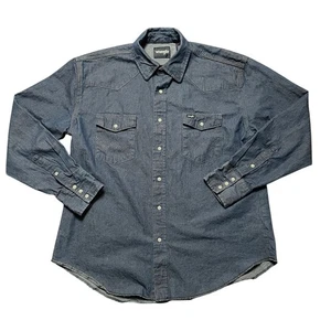 Wrangler Hemd Herren XL Denim Western Pearl Druckknopf Cowboy Rodeo Workwear - Bild 1 von 7