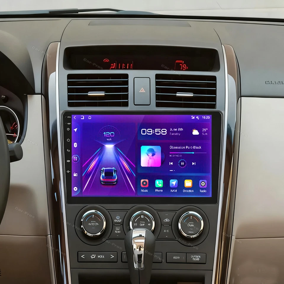 Rádio estéreo GPS navegação WiFi FM para Mazda CX-9 2007-2015 Carplay Android 15 - Imagem 1 de 4