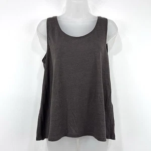 Eileen Fisher Tank Top Women's M Brown 100% Organic Linen Lagenlook Coastal - Picture 1 of 9