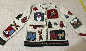 Cárdigan Susan Bristol Mujer Talla L Bordado a Mano Invierno Navidad Vacaciones - Imagen 1 de 15