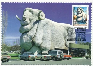 Postal de Goulburn The Big Merino 2007 Maxicard sello de la DI cancelar Biggenden QLD - Imagen 1 de 2