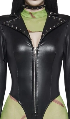 Body de manga larga de cuero sintético talla S/M Foto 1 de 4