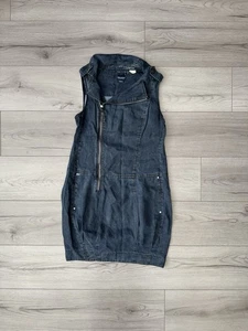 Vintage Y2K 2000s Miss sixty dark blue denim zip details dress size XS - Picture 1 of 6