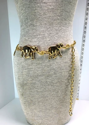 Винтажный женский пояс-цепочка со слоном золотистый сундук вверх - Изображение 1 из 4