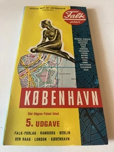 1969 FALK STAD PLAN COPENHAGEN KØBENHAVN DANIMARCA CITTÀ ROAD MAP Guida Turistica - Foto 1 di 5