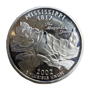 2002-S Deep Cameo PROOF 90% SILVER "Mississippi" STATEHOOD Washington -K10551 - Picture 1 of 2