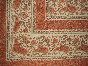 Tapiz de cachemira estampado en bloques Rajasthan algodón untado 104" x 70" doble naranja - Imagen 1 de 2