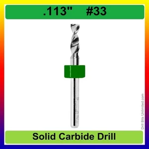 Broca #33 .113" 1 pieza carburo sólido premium carburo sólido vástago 1/8 R/S - Imagen 1 de 3