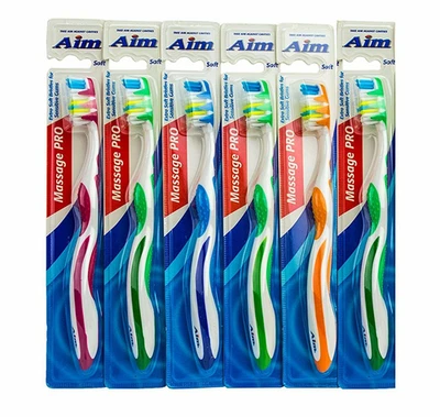Escovas de dentes Aim Massage PRO (macias) - Pacote com 6. - Imagem 1 de 2
