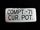 Old COMPT -71 CUR POT  Industrial Plant Porcelain Sign small enamel nameplate