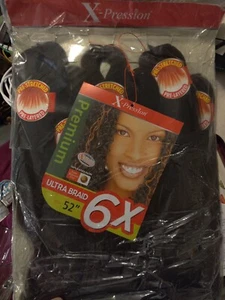 6 pack of xpression braiding hair 52 Inch 1-b Pre Stretched - Picture 1 of 2
